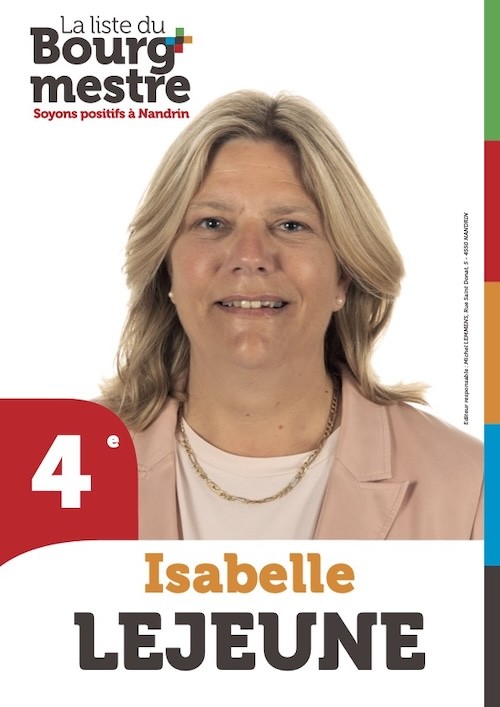 Isabelle Lejeune Candidat élections bourgmestre Nandrin 2024